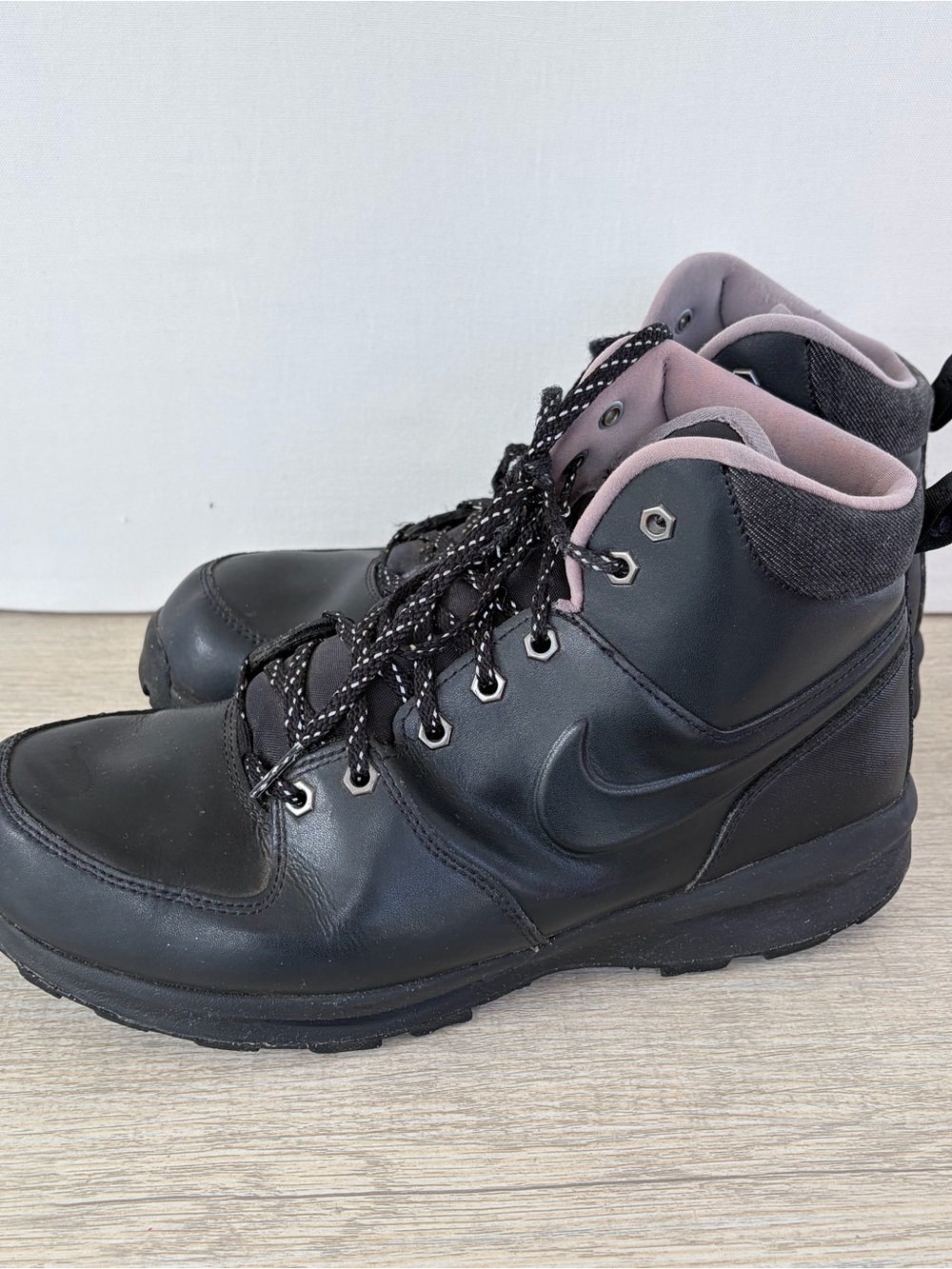 Nike Manoa Boots Mens 12 Leather Hiking Shoes Black Outdoor Nature